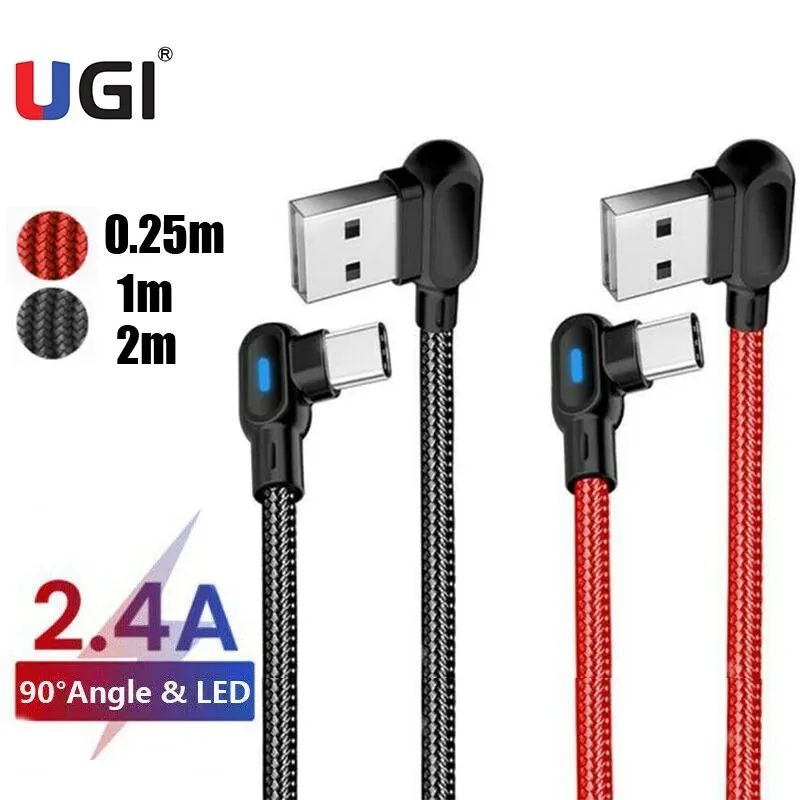 Hetai Tech Hetai Tech 90 Degree Micro USB to USB A Cable 0.25M 1M 2M Nylon Braided — product photo