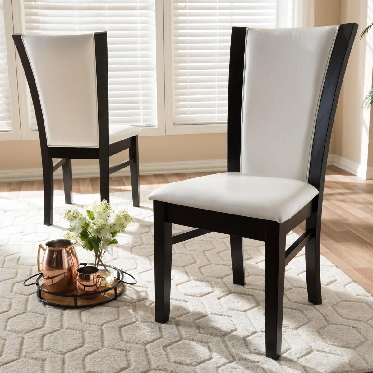 Baxton Studio Baxton Studio Adley White Faux Leather Dining Chairs Set of 2 — product photo