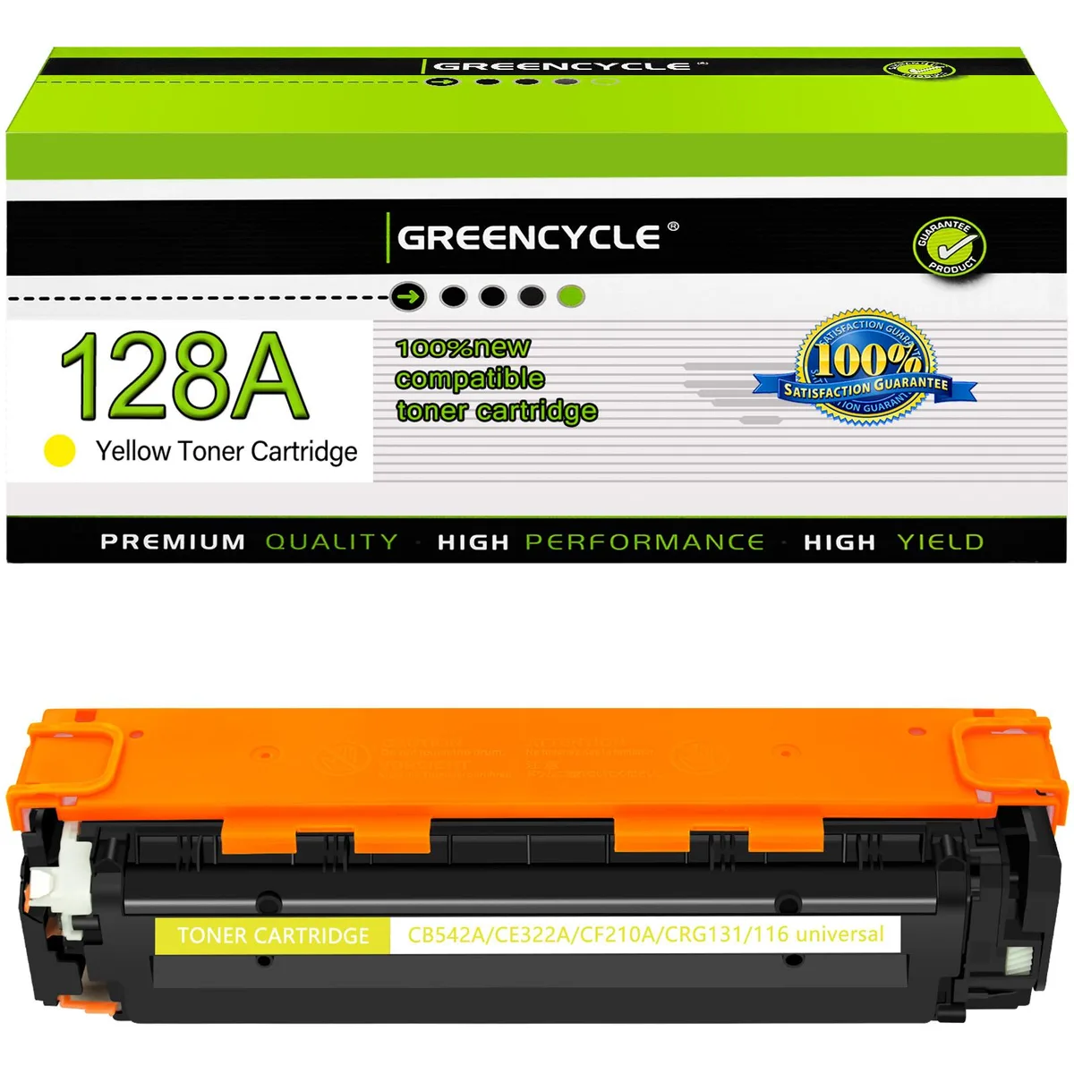 GREENCYCLE GREENCYCLE 128A CE322A Yellow Compatible Toner Cartridge — product photo