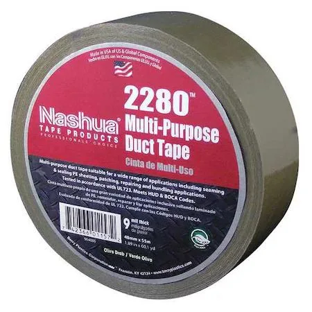 Roll of olive drab duct tape on a spool