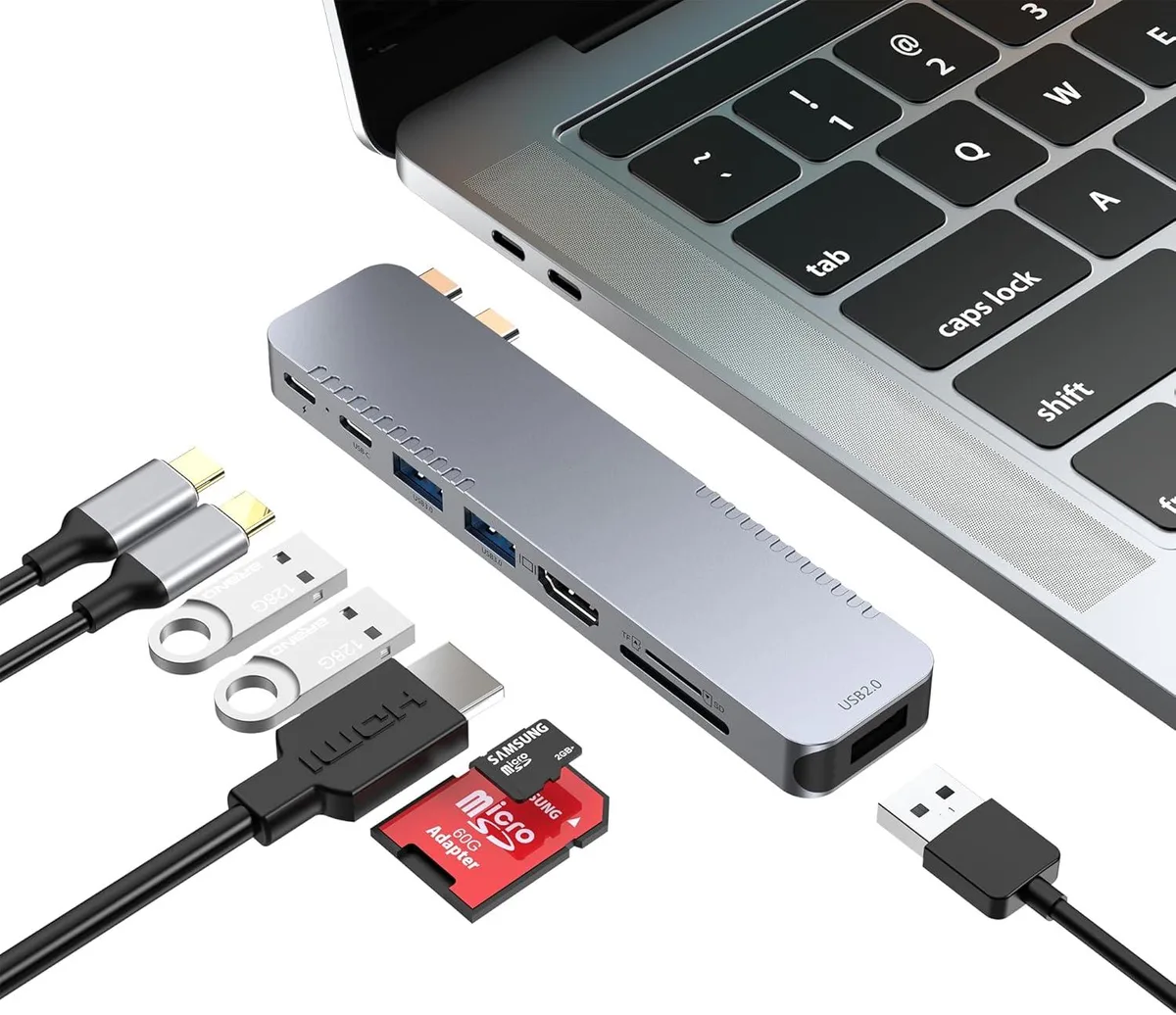 MCHOSE MCHOSE 8-in-2 USB-C Hub Thunderbolt 4/3 HDMI 4K@30Hz 100W PD — product photo