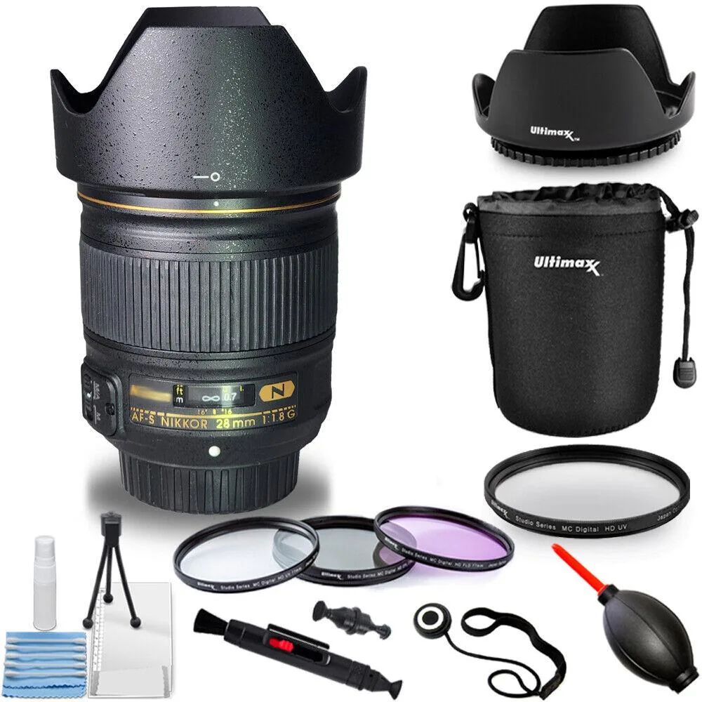 Nikon Global Nikon AF-S NIKKOR 28mm f/1.8G 2203 with 10-piece accessory bundle — product photo