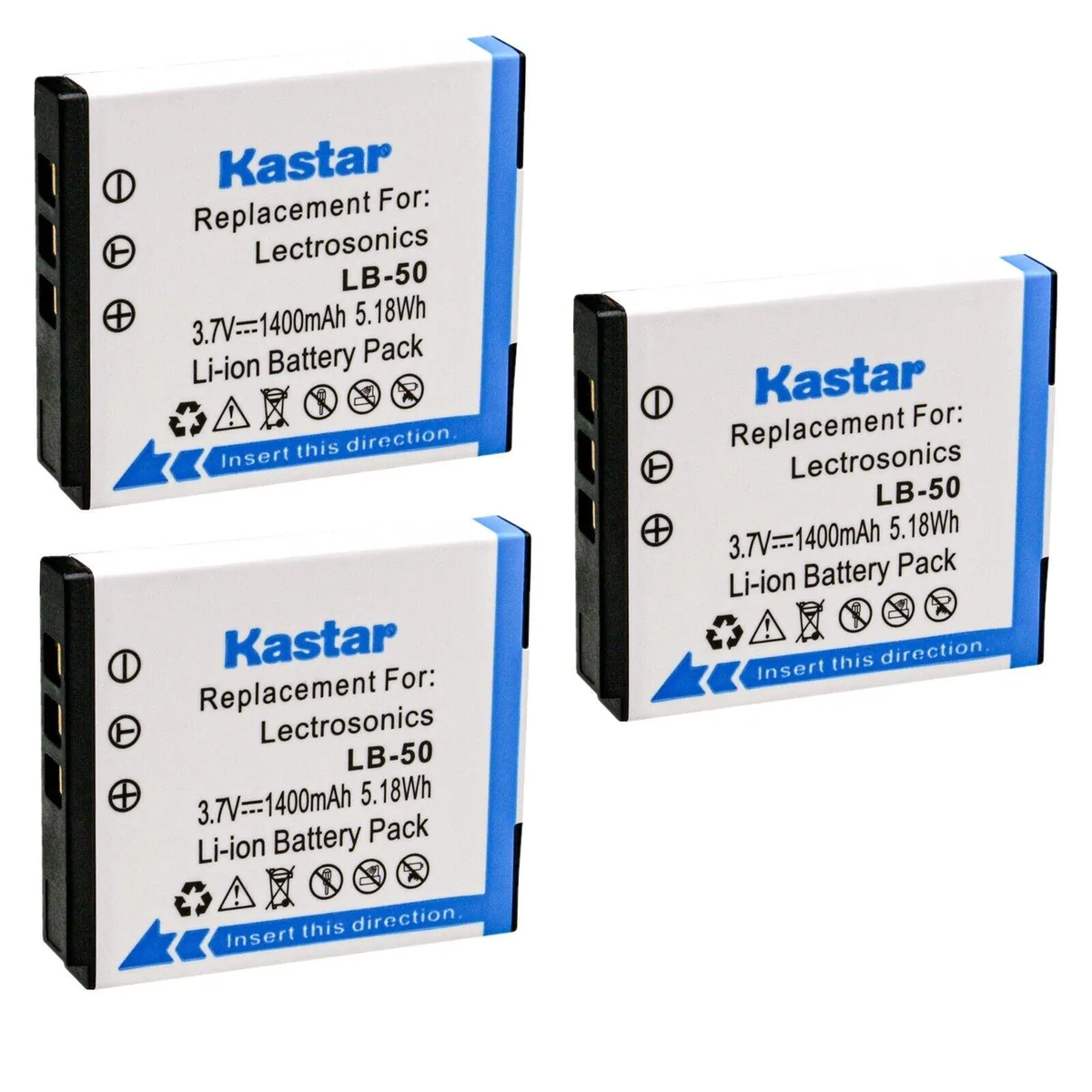 Kastar Kastar LB-50 3-Pack Li-Ion Battery 3.7V 1400mAh 5.18Wh — product photo