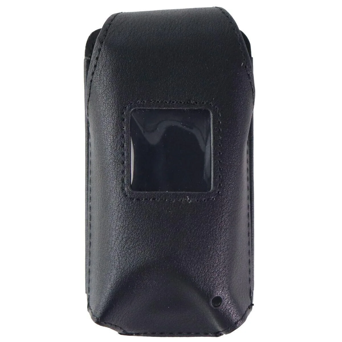 Black two-piece leather fitted case with 180-degree ratcheting belt clip