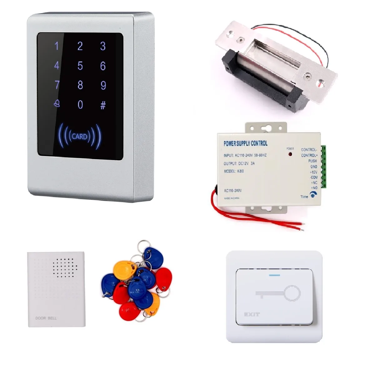 Jedrek electric strike lock kit with keypad and metal strike plate