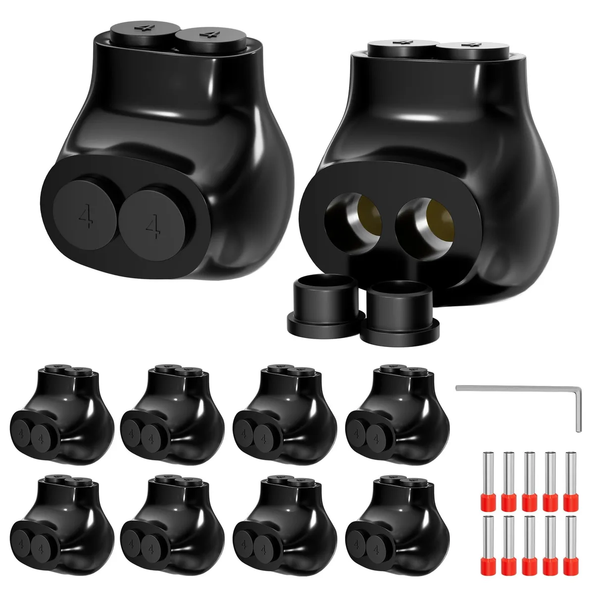  Joinfworld 2 Port Insulated Multi Tap Connector 4-14AWG Black 10 Pack — product photo