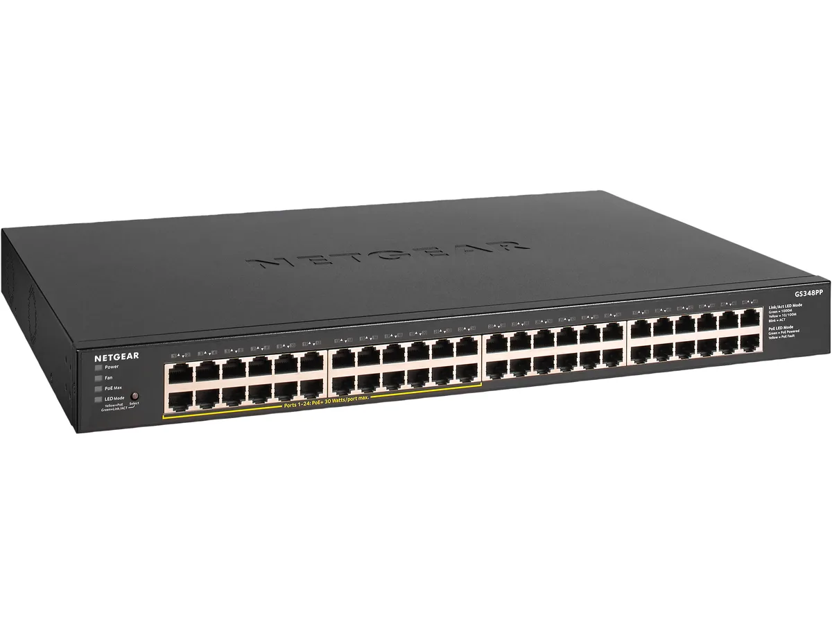 Netgear Inc. Netgear Inc. GS348PP-100NAS 48-port Gigabit unmanaged PoE+ network switch 24 PoE+ 380W — product photo