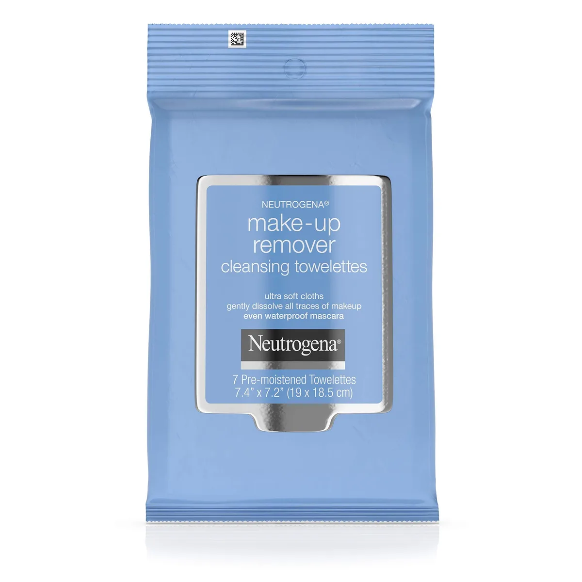 Small white travel pack of Neutrogena makeup remover wipes