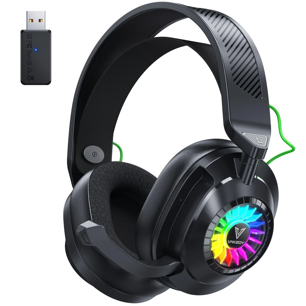  Aukey HW10 Wireless Gaming Headset Black 50mm 50H 24ms 2.4GHz Bluetooth — product photo