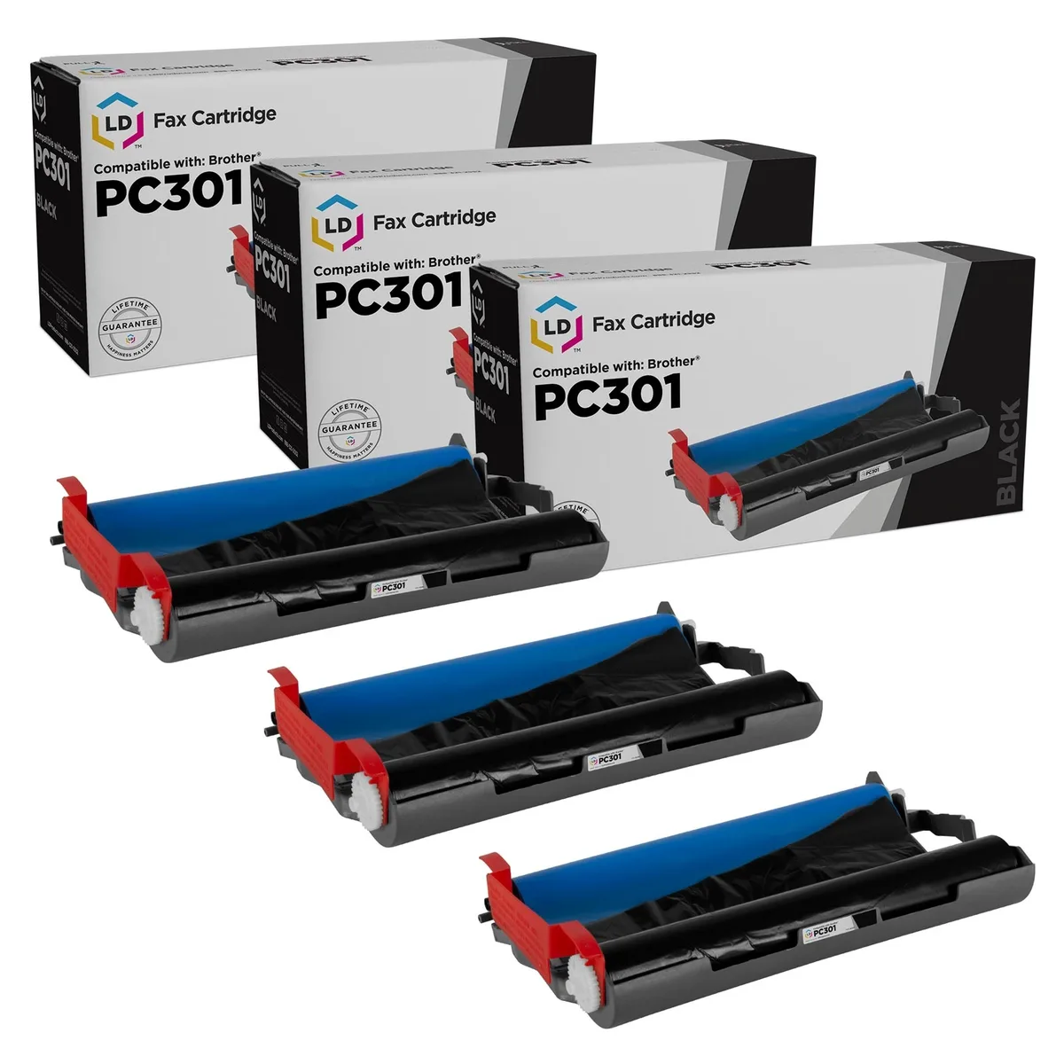 LD Products LD Products Compatible Brother PC301 3-Pack Fax Cartridges With Roll — product photo