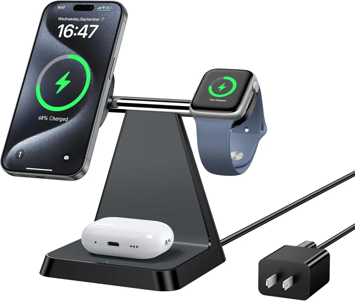 FLEANE FLEANE 3-in-1 Magnetic Wireless Charger Stand for MagSafe iPhone Watch AirPods — product photo