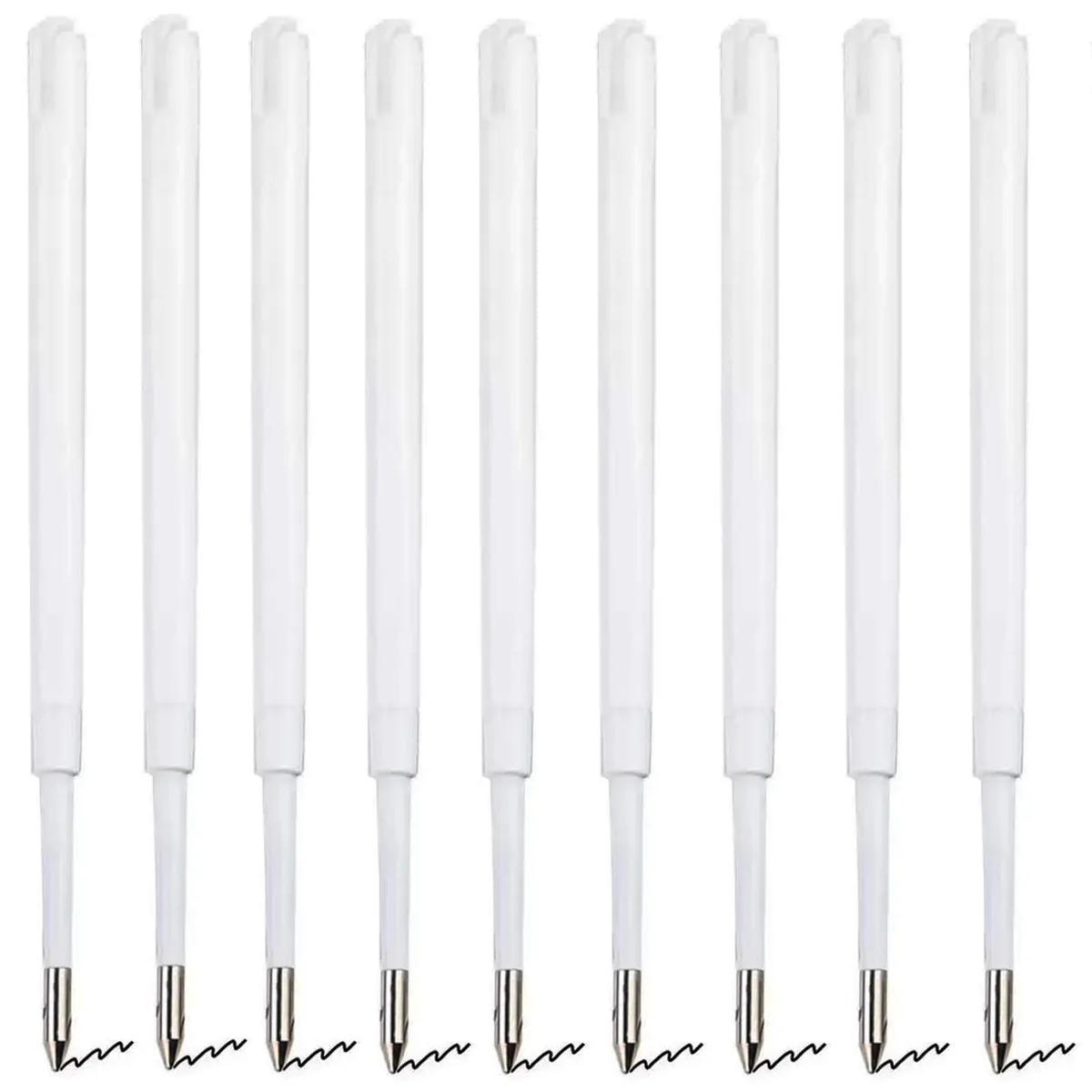 One hundred black ballpoint refills in clear plastic tubes, 3.86 inches each