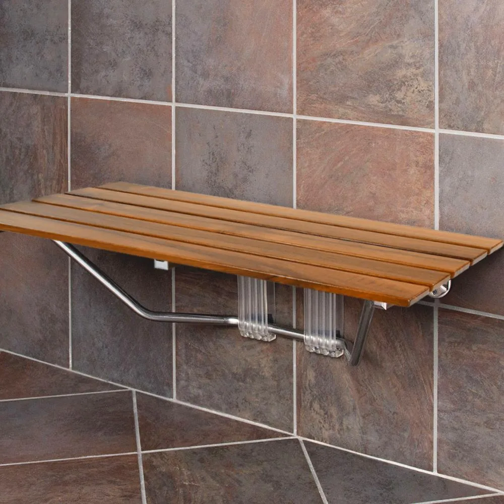 Home Aesthetics Home Aesthetics 36" Foldable Teak Shower Bench Wall Mount 400lb Chrome — product photo