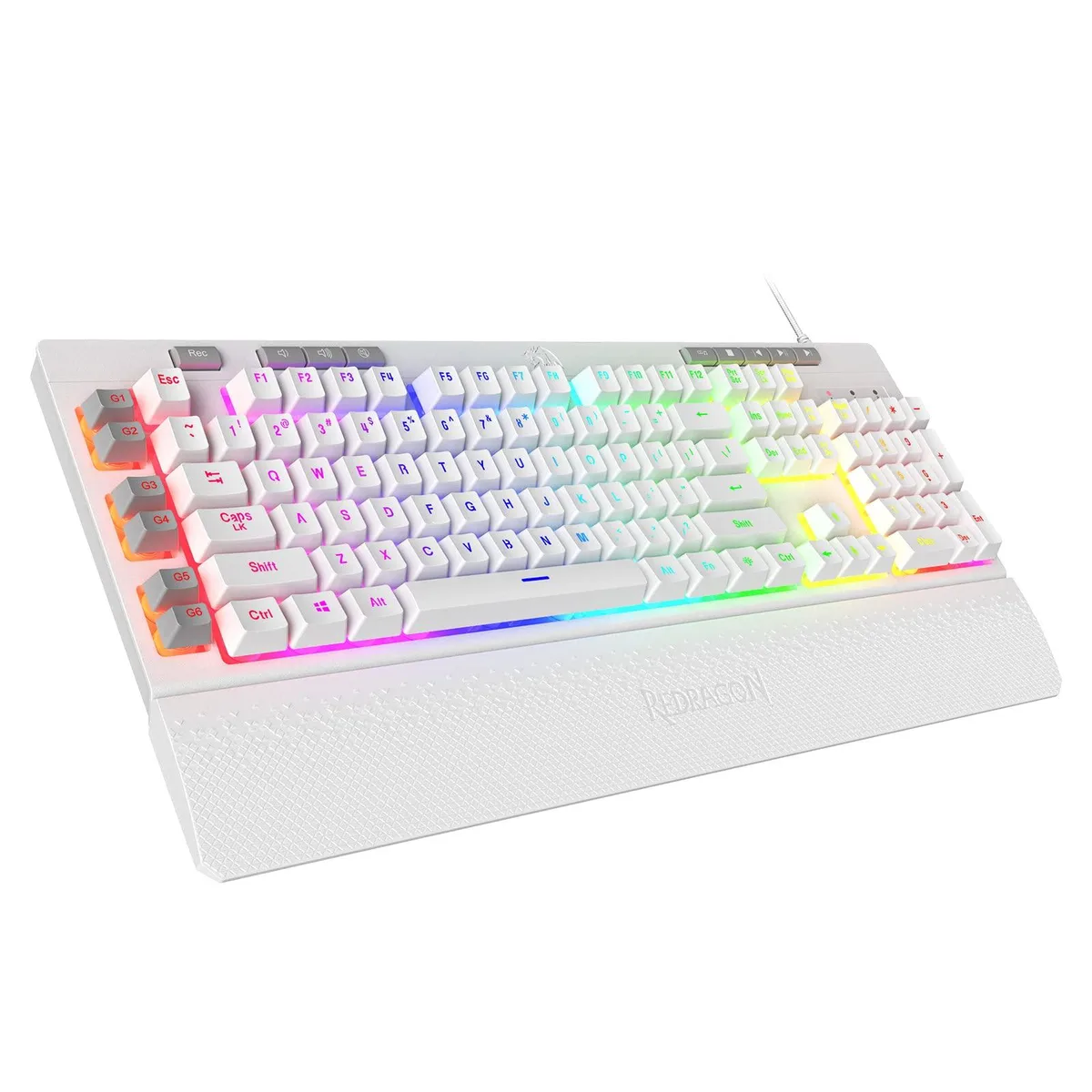  Redragon Shiva K512 White RGB Membrane Gaming Keyboard 6 Macro Keys Media Wheel — product photo