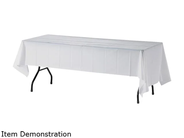 White plastic rectangular table cover 108 by 54 inches