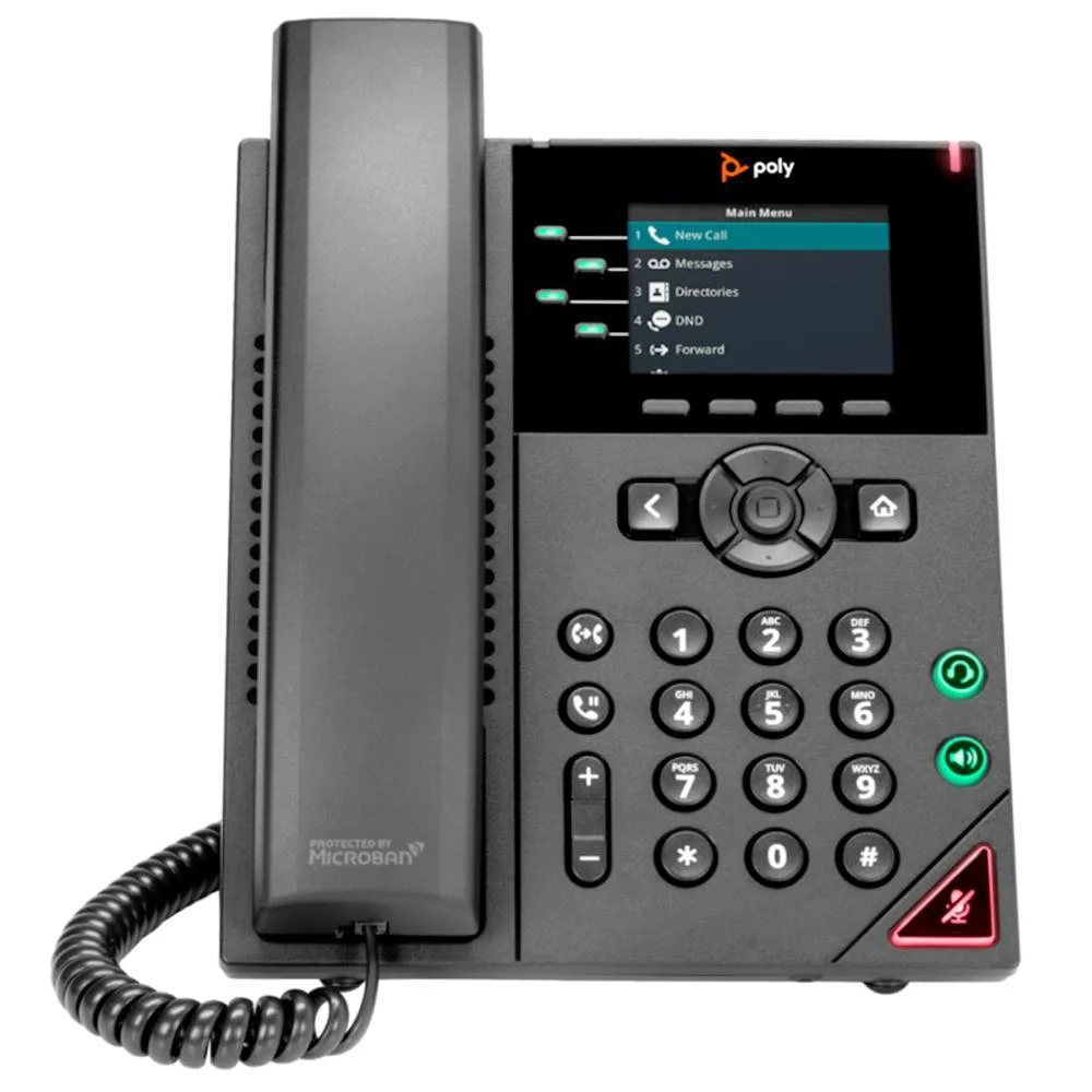 HP HP Poly VVX 250 4-Line VoIP Phone, 2.8 Color LCD, Dual Gigabit Ethernet, USB 2.0, PoE, Antimicrobial — product photo