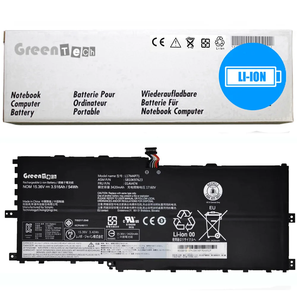 NShi NShi L17C4P71 laptop battery 15.36V 54Wh for ThinkPad X1 Yoga 2018 — product photo