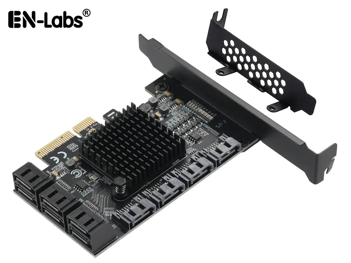 EN-Labs EN-Labs 10-Port SATA 3.0 PCIe Expansion Card with Heatsink — product photo