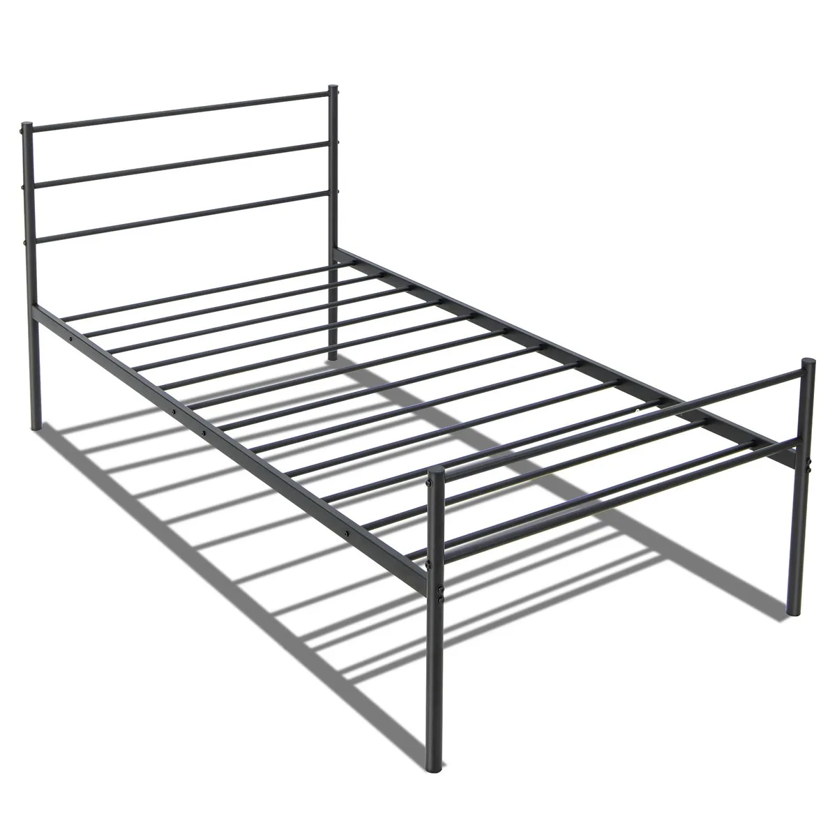 SlickBlue SlickBlue Twin Metal Platform Bed with Headboard Black — product photo