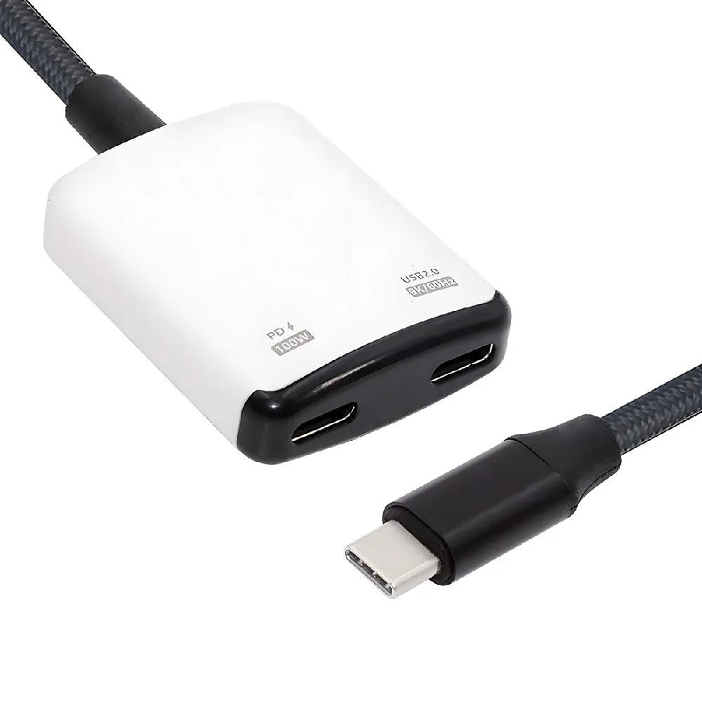 Fervit Fervit USB-C 1-to-2 8K Video OTG PD 100W Cable White — product photo