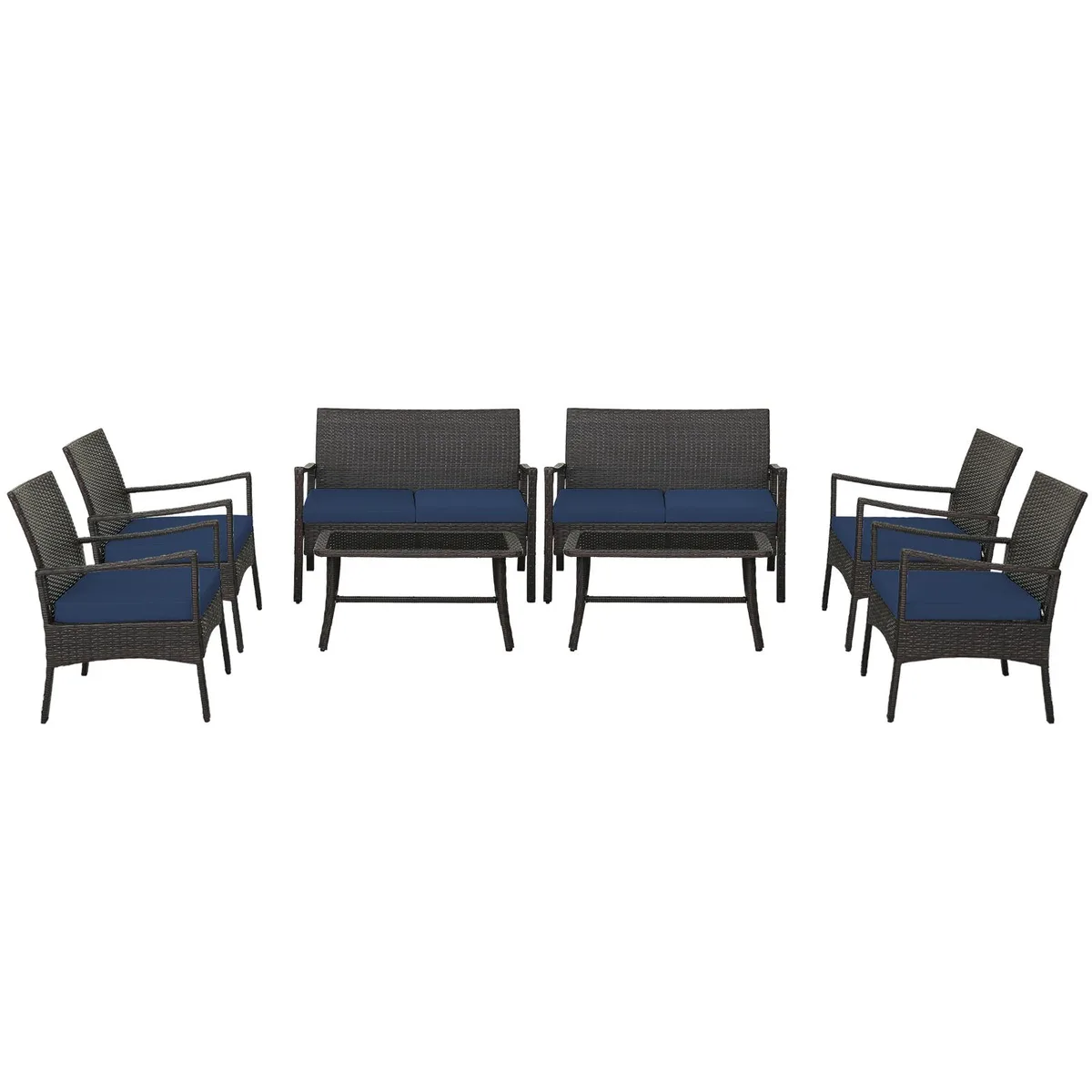 SlickBlue SlickBlue 4-Piece Rattan Conversation Set Navy — product photo