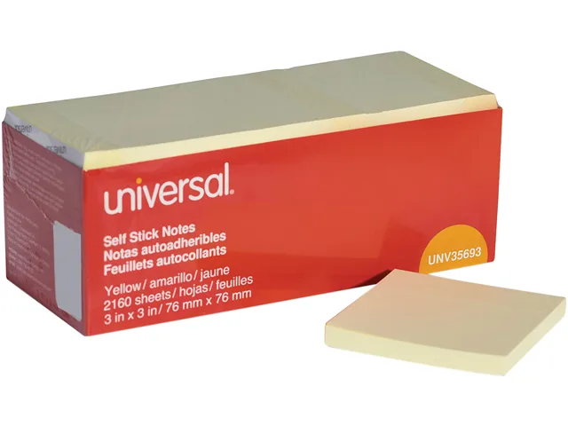 Universal Universal UNV35693 Sticky Notes, 3.00" x 3.00", Yellow, 90-Sheet, 24/Pack — φωτογραφία προϊόντος