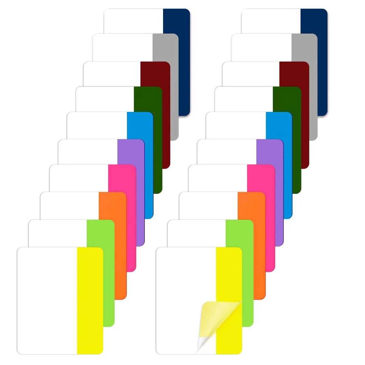 Clear rectangular sticky tabs in ten colours, 400 pieces, each 4.1 by 5.1 centimetres