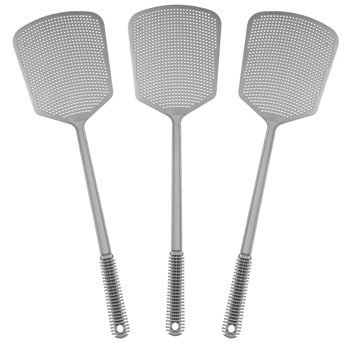  Fly Swatter Plastic Fly Swat 3PCS Grey Long Handle 16 inch outdoor toy — product photo