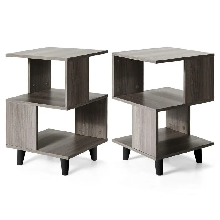 SlickBlue SlickBlue 2-Piece Nightstand Set Grey 16x16x25 — product photo