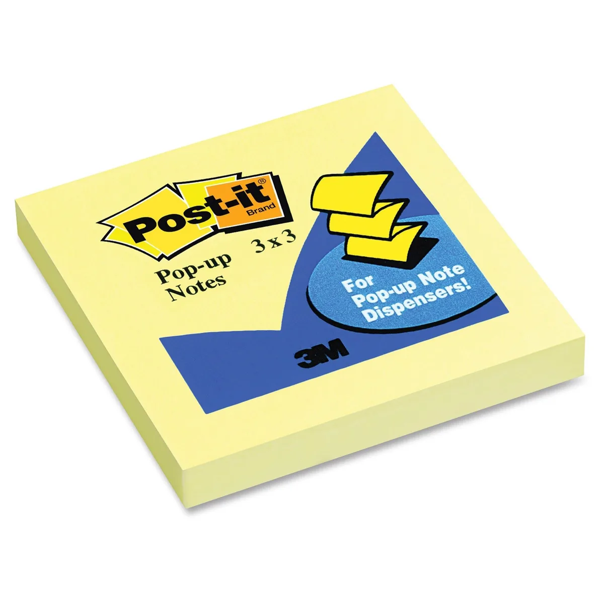 Pack of twelve canary-yellow sticky-note pads, 100 sheets each, 3x3 inches