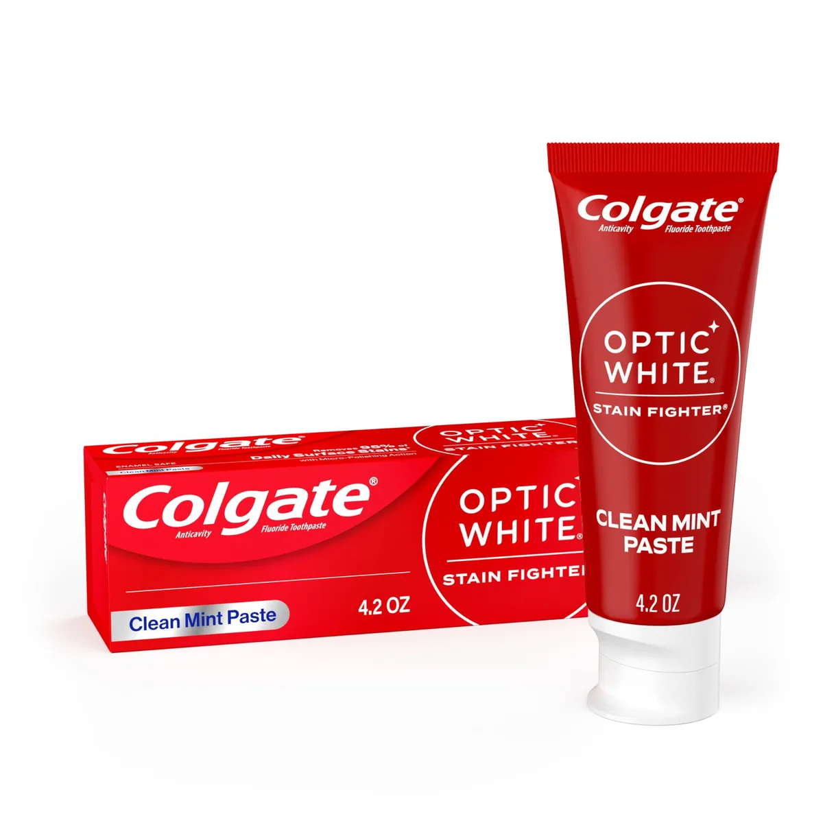 White rectangular toothpaste tube with flip cap, 4.2 oz