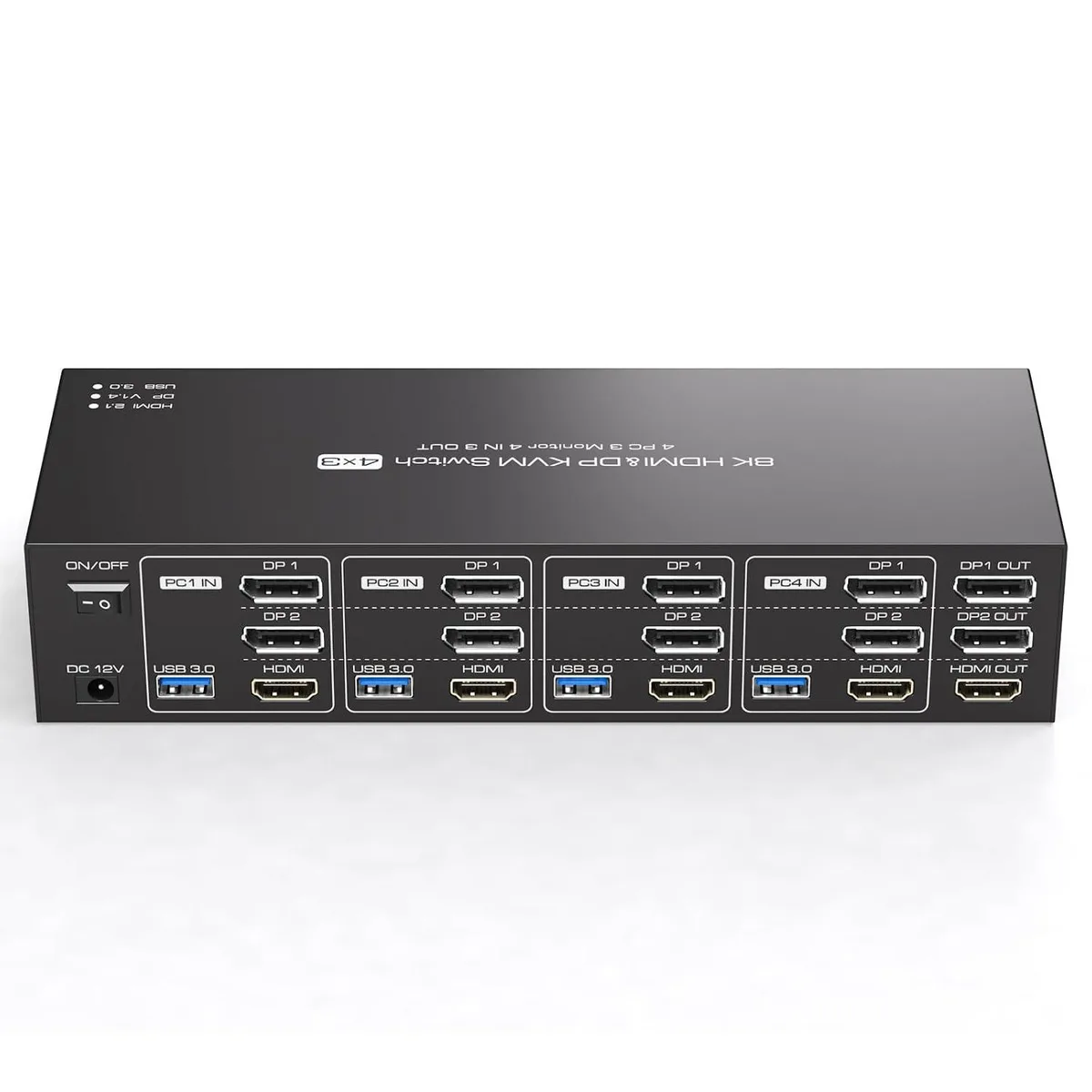 WRIARICH WRIARICH 4K@144Hz HDMI + 2 DP KVM Switch 3 Monitors 4 Computers — product photo