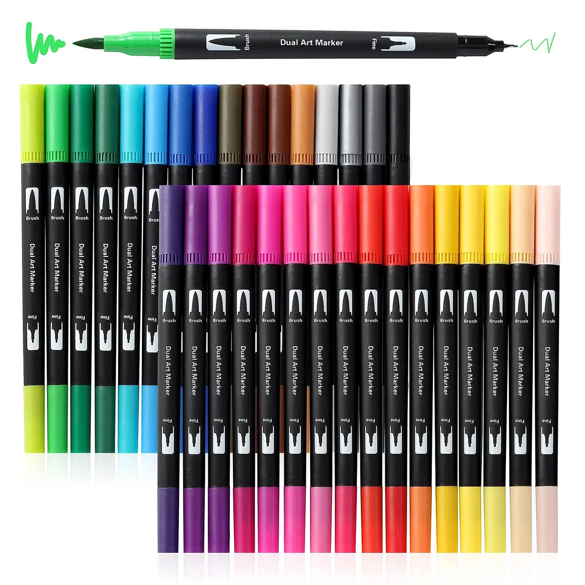  Art Markers Dual Tip Brush Pens 32 Colors — product photo