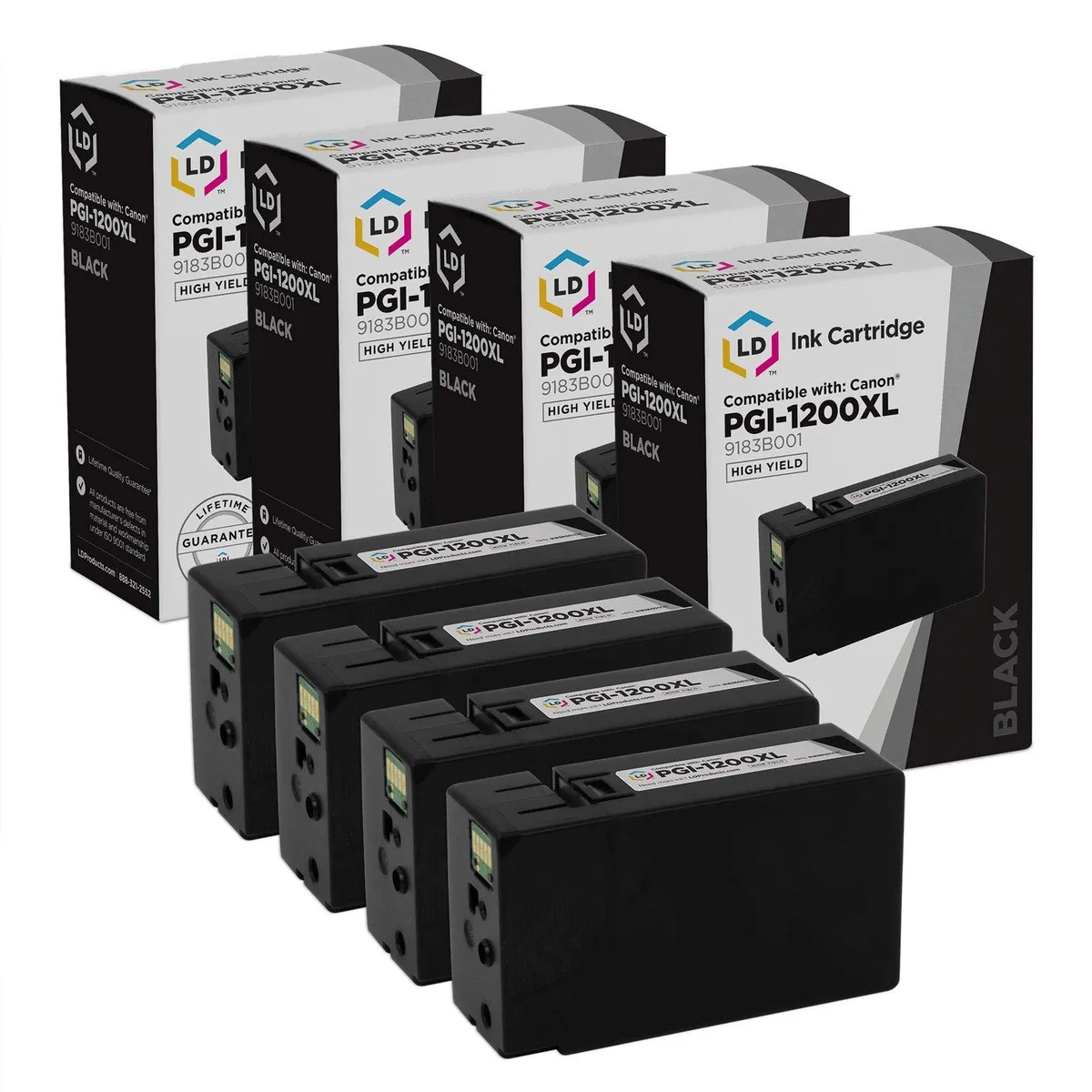 LD Products LD Products Compatible Ink Cartridge for Canon PGI-1200XL Black 4-Pack 1200 Pages — product photo