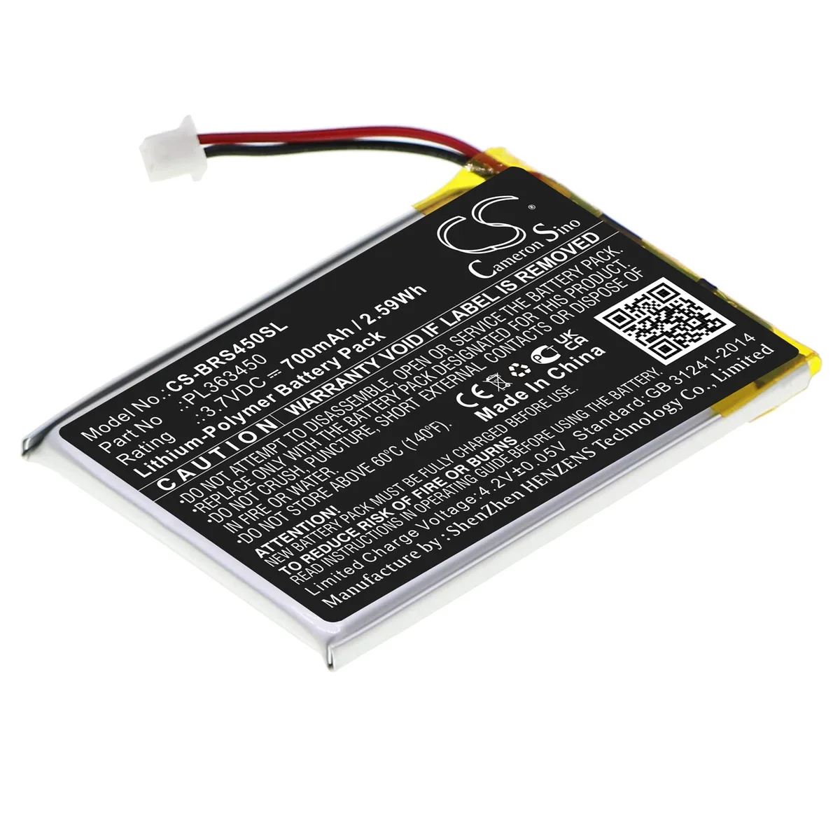 Cameron &amp; Co Cameron &amp; Co Battery for BlueParrott S450 S450-XT 3.7V 700mAh Li-Polymer Black — product photo