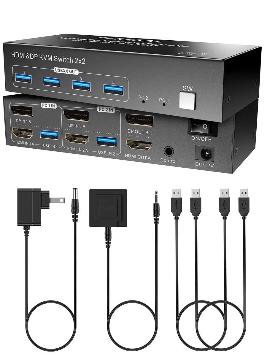  TRENDnet TA202-A U3HH-4K Dual Monitor HDMI DP KVM Switch — product photo