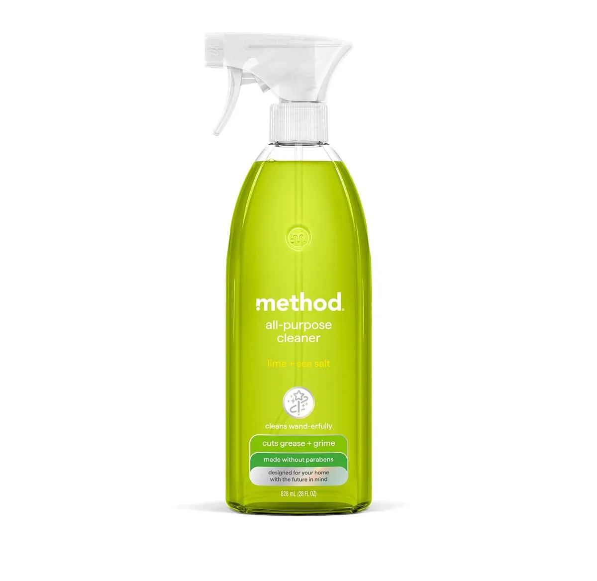 White 28 fl oz spray bottle with trigger, all-purpose cleaner