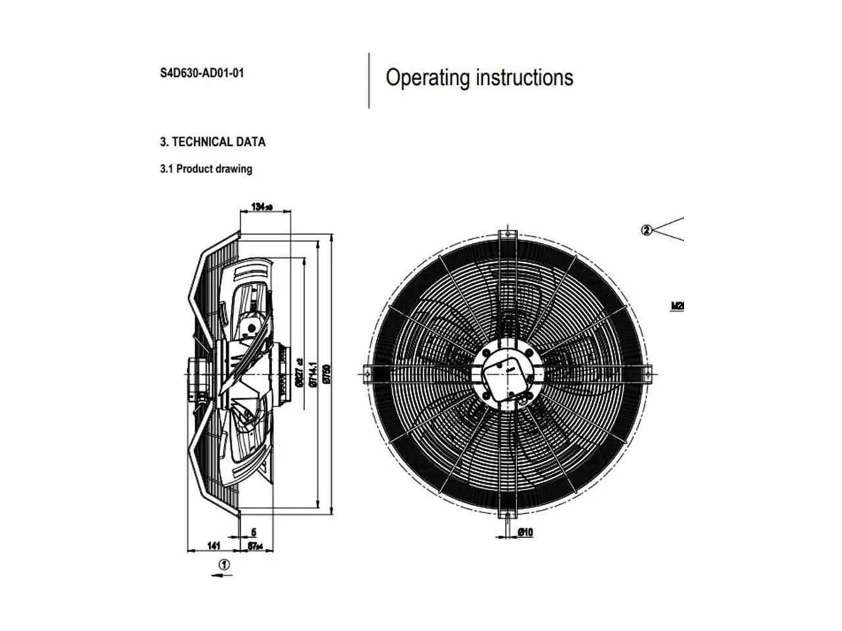 Fans Fans S4D630-AD01-01 Axial Fan AC400V 3Phase 4.95A 2630W 50/60Hz industrial cooling fan — product photo
