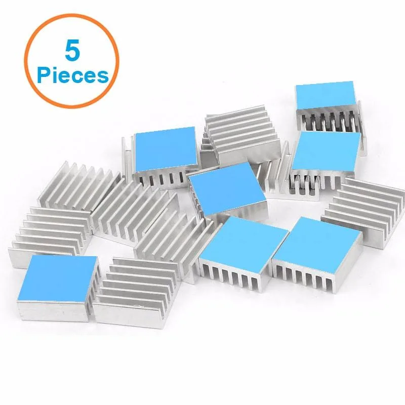 EN-Labs EN-Labs Aluminium Heatsinks 14x14x6mm 5pcs 3M 8810 Tape diy cooling — product photo