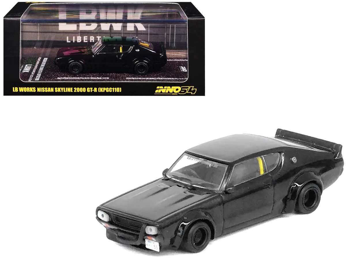 Inno Models Inno Models Nissan Skyline 2000 GT-R KPGC110 RHD LB-Works Black 1/64 hobby collectible — product photo