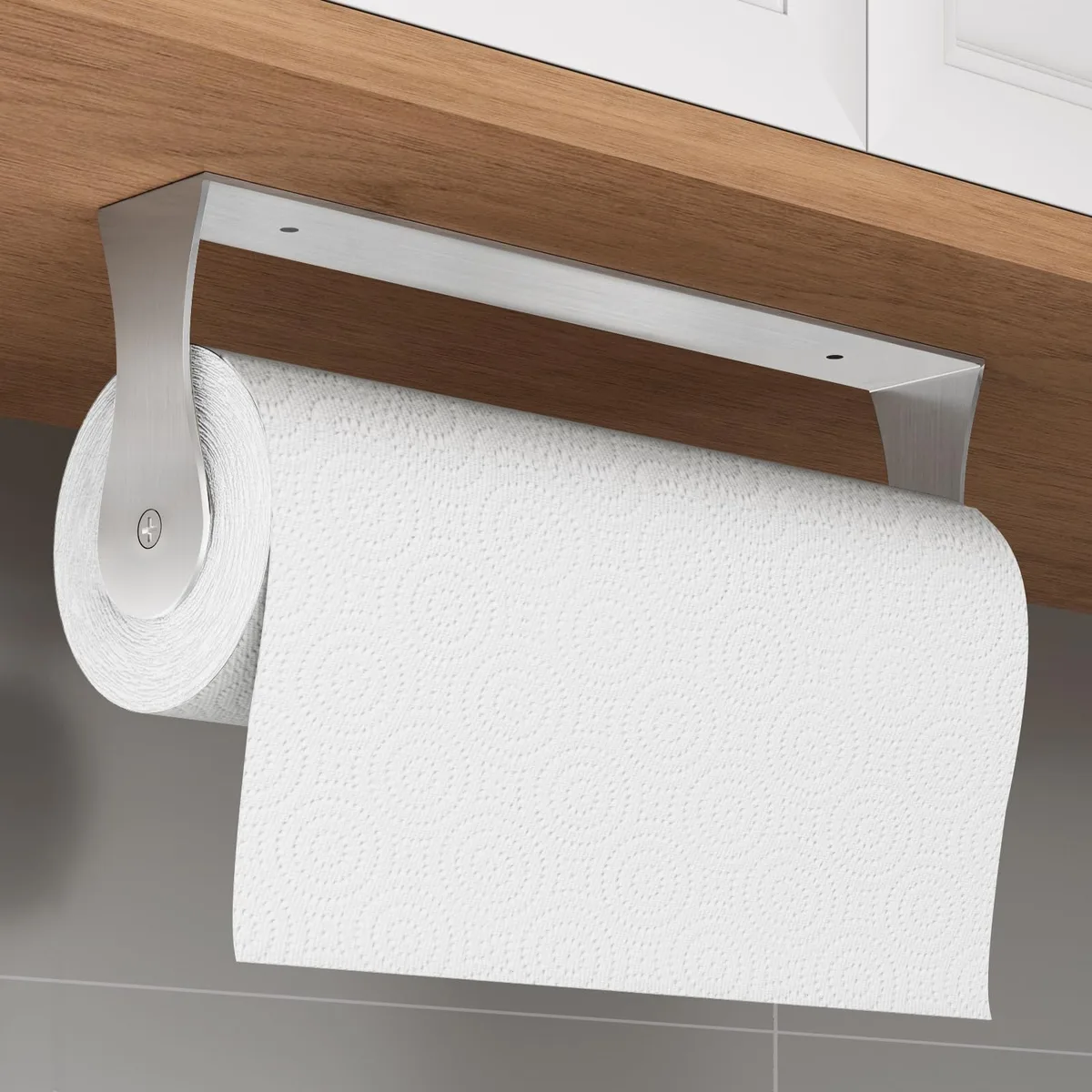  Paroto Paper Towel Holder Stainless Steel Silver Adhesive or Screws — product photo