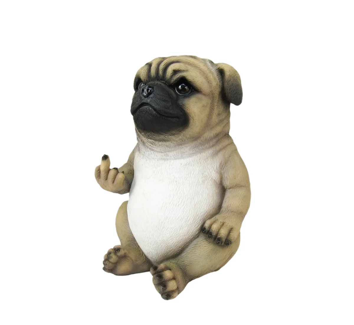 DWK Corporation DWK Corporation Pug Dog Statue 6.75 Inch Rude Finger-Flipping Resin Figurine — product photo