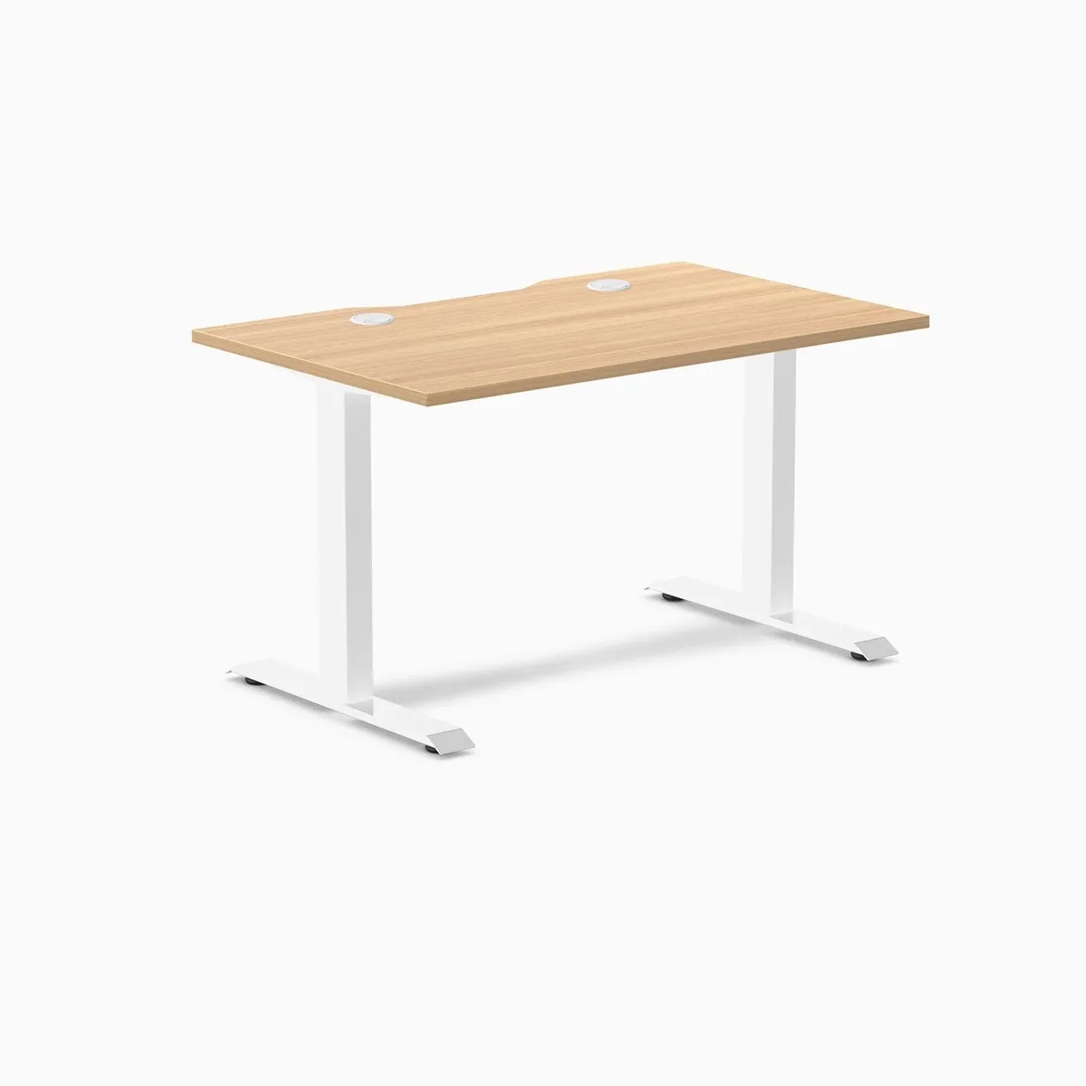 Desky Desky Zero Scalloped Laminate Desk Sublime Teak White 47.2 x 29.5 in with Grommets — product photo