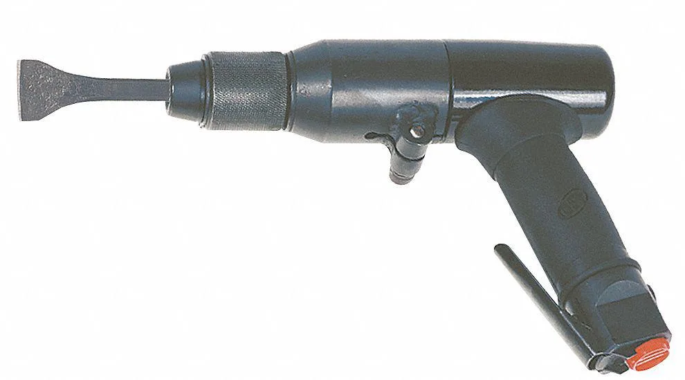 Silver pneumatic chisel scaler with pistol grip and lever trigger