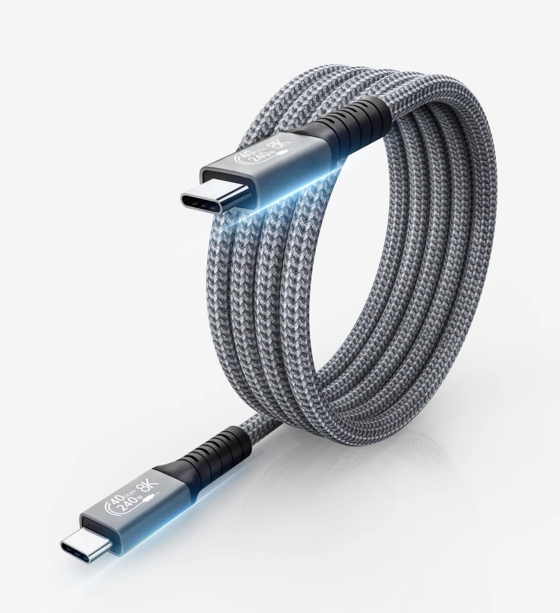 WRIARICH WRIARICH 40Gbps USB 4 Cable 1.5 ft 240W Charging Grey — product photo