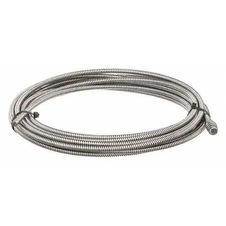 Coiled steel drain cable 5/16 inch diameter 25 feet long with bulb auger end