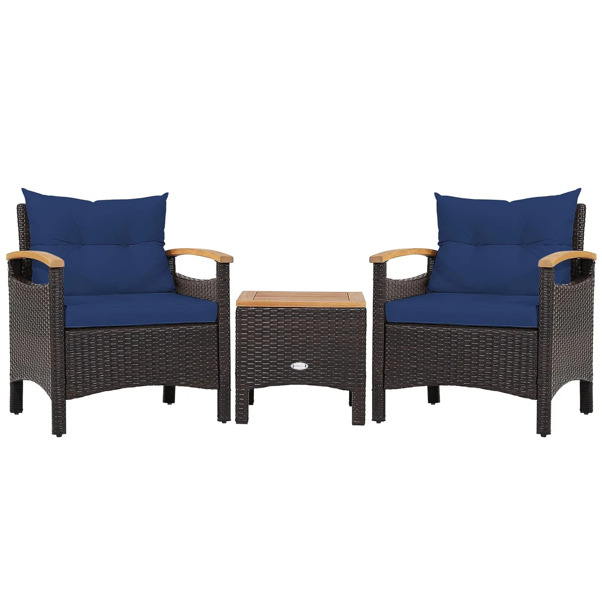 SlickBlue SlickBlue 3-Piece Patio Rattan Set Navy Mix Brown Off White Navy — product photo