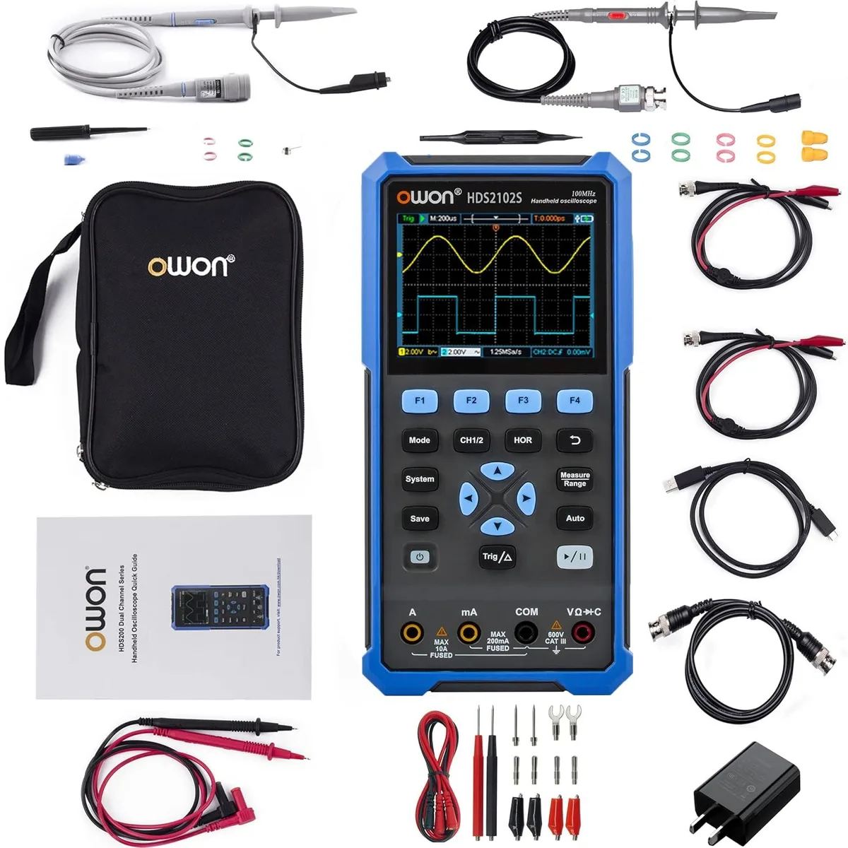 WUQ WUQ HDS2102S 100 MHz 2+1 CH 3.5 inch oscilloscope multimeter generator test — product photo