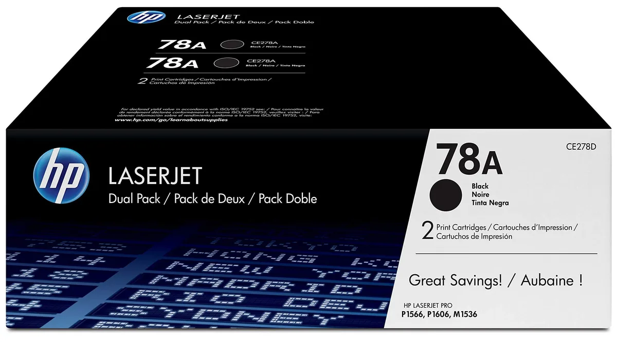 HP HP 78A CE278AD Toner Cartridge 2 Pack Black 2100 Pages — product photo