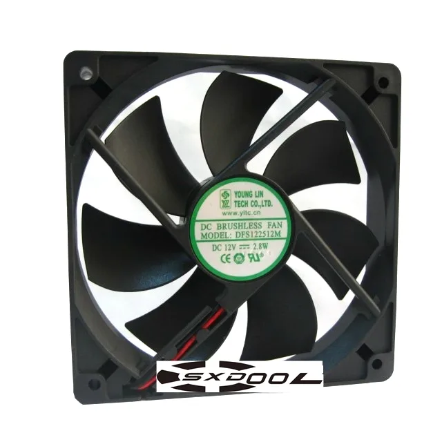 SXDOOL SXDOOL 120mm case fan DFS122512M 12V 2.8W 2-pin hydraulic 1600-1999 RPM >80 CFM 20-25 dBA black — product photo